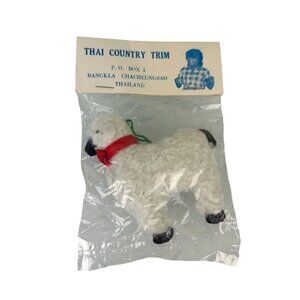 Vintage Thai Country Trim Christmas Sheep Alpaca Tree Ornament NIP Holiday Decor
